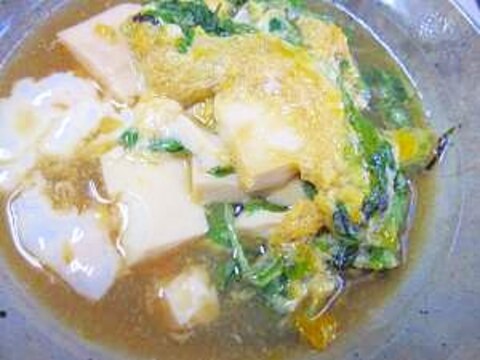 簡単・ヘルシー　朝粥定食に♪｢豆腐卵とじ｣